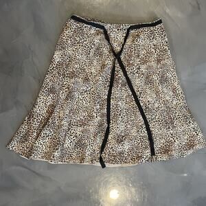 Uniform John Paul Richard Women Silk Skirt Animal Leopard Print Size 16 Lined